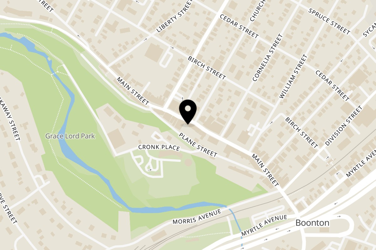 Map showing the location of Bagels N' Crumbs on 704 Main St in Boonton